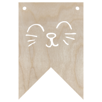 DREWNIANY PROPORCZYK GIRLANDA DO POKOJU DZIECKA DO POWIESZENIA TWARZ KOTA