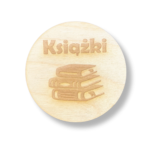 DREWNIANE PLAKIETKI TABLICZKI NA SZUFLADY ORGANIZERY POJEMNIKI KSIĄŻKI