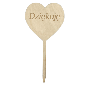 DREWNIANY TOPPER SERCE DZIĘKUJE PIK DO KWIATÓW DEKORACJA DO PREZENTU