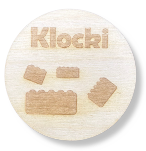 DREWNIANE PLAKIETKI TABLICZKI NA SZUFLADY ORGANIZERY POJEMNIKI KLOCKI