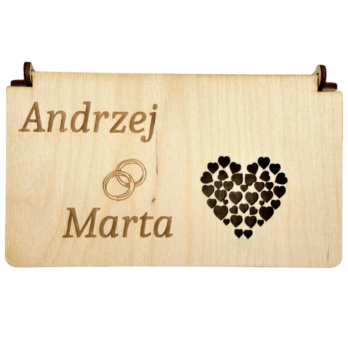 DREWNIANE PUDEŁKO KOPERTA NA PIENIĄDZE ŚŁUB WESELE ŻYCZENIA PAMIĄTKA