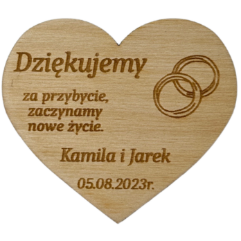 DREWANIANE PODZIĘKOWANIE DLA GOŚCI ŚLUB WESELE MAGNES PERSONALIZOWANE