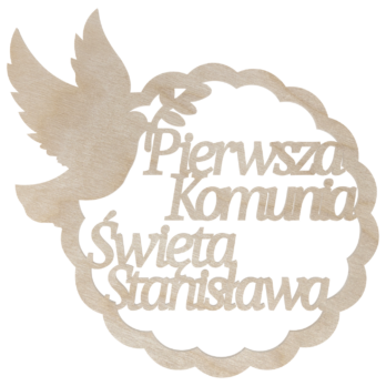 OBRĘCZ PIERWSZA KOMUNIA GOŁĄB 29 CM DOWOLNY NAPIS IMIĘ PERSONALIZOWANE