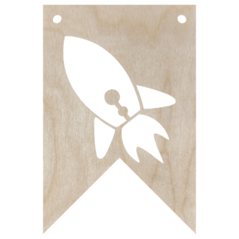 DREWNIANY PROPORCZYK GIRLANDA DO POKOJU DZIECKA DO POWIESZENIA RAKIETA