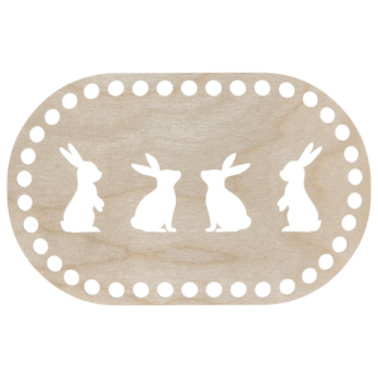 BAZA DO KOSZYKA DNO SPÓD DREWNIANY DO MAKRAMY KOŁO ZAJĄCE WIELKANOC 20X13CM