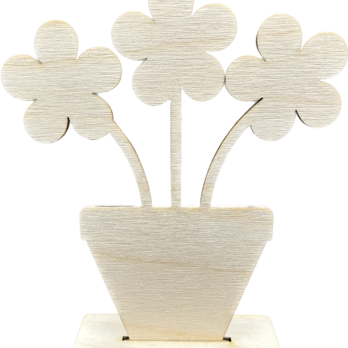 DREWNIANY KWIATKI W DONICZCE KWIAT KWIATEK DECOUPAGE DEKORACJA PREZENT 15CM