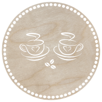 BAZA DO KOSZYKA DNO SPÓD DREWNIANY DO MAKRAMY FILIŻANKI Z SERCEM KOŁO 30 CM