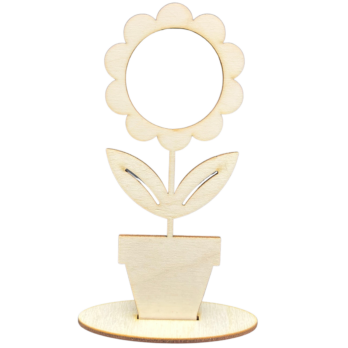 DREWNIANY KWIATEK W DONICZCE KWIAT DECOUPAGE DEKORACJA DEKOR PREZENT 15CM