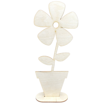 DREWNIANY KWIATEK W DONICZCE KWIAT DECOUPAGE DEKORACJA DEKOR PREZENT 27CM