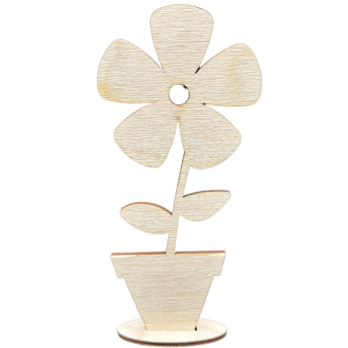 DREWNIANY KWIATEK W DONICZCE KWIAT DECOUPAGE DEKORACJA DEKOR PREZENT 15CM