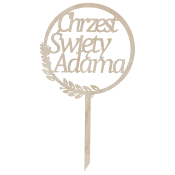 TOPPER NA TORT CHRZEST ŚWIĘTY LISTKI DEKORACJA TOPER IMIĘ DOWOLNY NAPIS