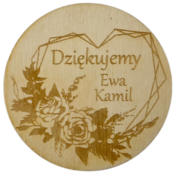 DREWANIANE PODZIĘKOWANIE DLA GOŚCI ŚLUB WESELE MAGNES PERSONALIZOWANE