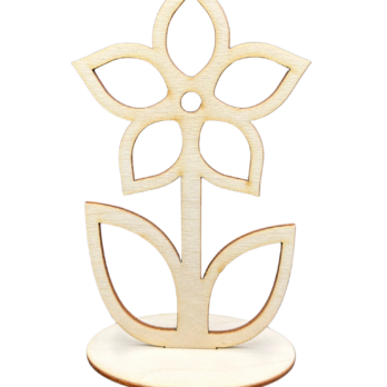 DREWNIANY KWIATEK Z PODSTAWKĄ KWIAT DECOUPAGE DEKORACJA PREZENT DEKOR