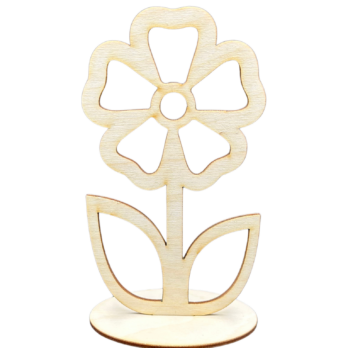 DREWNIANA STOKROTKA Z PODSTAWKĄ KWIAT KWIATEK DECOUPAGE DEKORACJA PREZENT