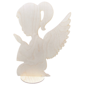 DREWNIANA DZIEWCZYNKA NA PODSTAWCE ANIOŁ DEKORACJA OZDOBA KOMUNIA 34 CM