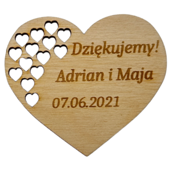 DREWANIANE PODZIĘKOWANIE DLA GOŚCI ŚLUB WESELE MAGNES PERSONALIZOWANE