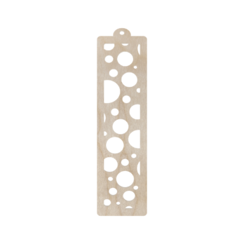 DREWNIANA ZAKŁADKA DO KSIĄŻKI KULKI KOŁA DZIURKI AŻUR SKLEJKA DEKOR KSIĄŻKA