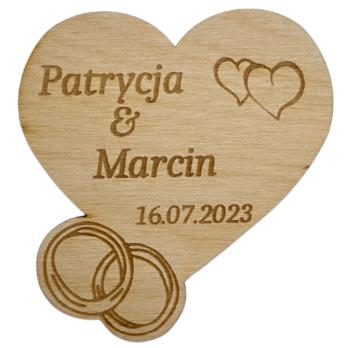 DREWANIANE PODZIĘKOWANIE DLA GOŚCI ŚLUB WESELE MAGNES PERSONALIZOWANE