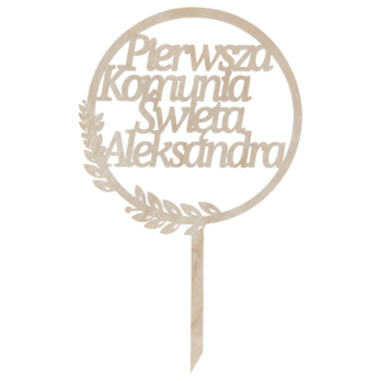 TOPPER NA TORT PIERWSZA KOMUNIA ŚWIĘTA LISTKI DEKORACJA IMIĘ DOWOLNY NAPIS