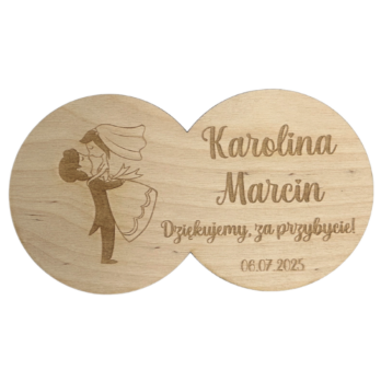 DREWANIANE PODZIĘKOWANIE DLA GOŚCI ŚLUB WESELE MAGNES PERSONALIZOWANE