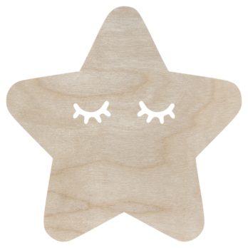 DREWNIANA GWIAZDKA Z OCZAMI DEKORACJA NA ŚCIANĘ ZAWIESZKA OZDOBA DEKOR 15CM