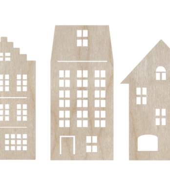 DREWNIANE DOMKI NA ŚCIANĘ DEKORACJA DEKOR ZAWIESZKA OZDOBA POKÓJ DZIECKA