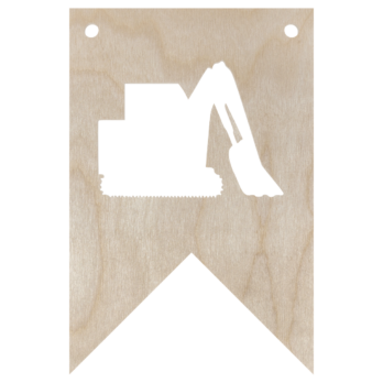 DREWNIANY PROPORCZYK GIRLANDA DO POKOJU DZIECKA DO POWIESZENIA KOPARKA