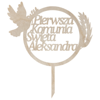 TOPPER NA TORT PIERWSZA KOMUNIA ŚWIĘTA GOŁĄB DEKORACJA IMIĘ DOWOLNY NAPIS