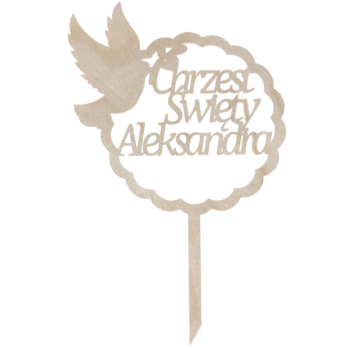 TOPPER NA TORT CHRZEST ŚWIĘTY GOŁĄB DEKORACJA TOPER IMIĘ DOWOLNY NAPIS