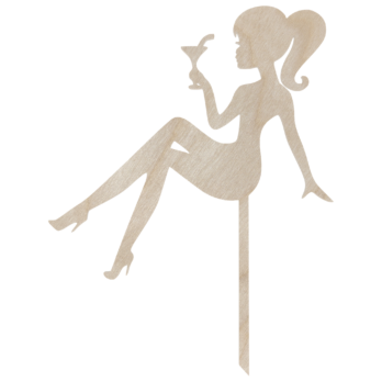 TOPPER NA TORT KOBIETA Z DRINKIEM URODZINY DEKORACJA DO KWIATÓW TOPER