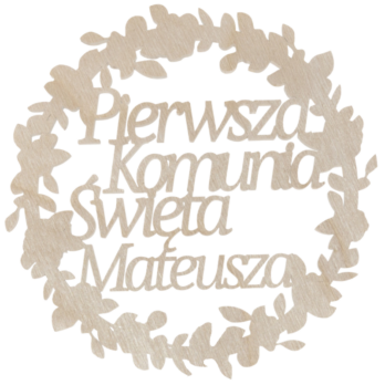 OBRĘCZ WIANEK KWIATKI PIERWSZA KOMUNIA ŚWIĘTA 29 CM DOWOLNY NAPIS IMIĘ