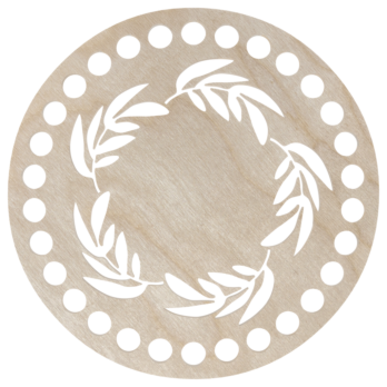 BAZA DO KOSZYKA DNO SPÓD DREWNIANY DO MAKRAMY KOŁO LIŚCIE WIANEK 15 CM