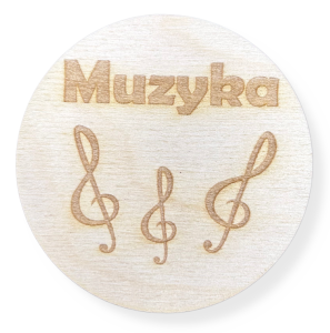 DREWNIANE PLAKIETKI TABLICZKI NA SZUFLADY ORGANIZERY POJEMNIKI MUZYKA