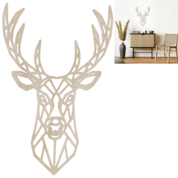 DEKORACJA ŚCIENNA DREWNIANA JELEŃ JELONEK POROŻE NA ŚCIANĘ OBRAZ AŻUR DEKOR