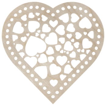 BAZA DO KOSZYKA DNO SPÓD DREWNIANY DO MAKRAMY SZYDEŁKOWANIA SERCE 15X15 CM