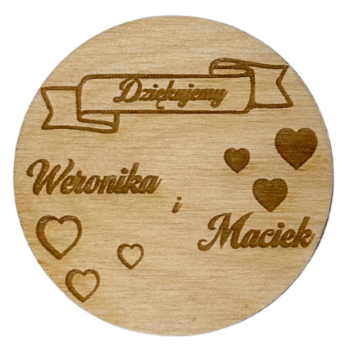DREWANIANE PODZIĘKOWANIE DLA GOŚCI ŚLUB WESELE MAGNES PERSONALIZOWANE