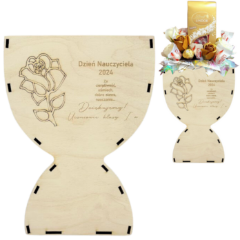 KIELICH FLOWERBOX BOX SŁODYCZE DZIEŃ NAUCZYCIELA ZAKOŃCZENIE ROKU GRAWER