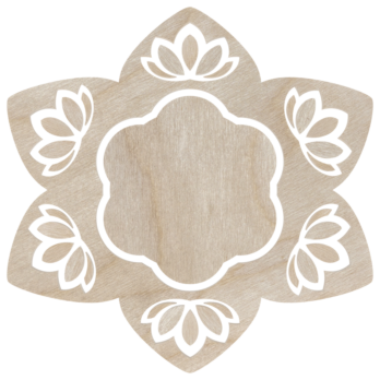 DREWNIANA PODKŁADKA POD KUBEK FILIŻANKĘ SZKLANKĘ ZE SKLEJKI KWIAT LOTOSU