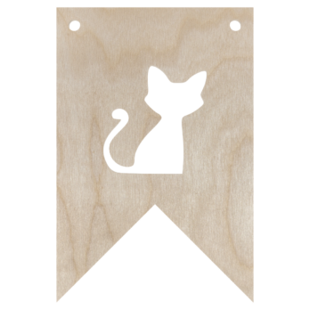 DREWNIANY PROPORCZYK GIRLANDA DO POKOJU DZIECKA DO POWIESZENIA KOT