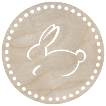 BAZA DO KOSZYKA DNO SPÓD DREWNIANY DO MAKRAMY KOŁO ZAJAC SIEDZĄCY 20 CM