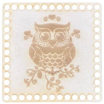 BAZA DO KOSZYKA DNO SPÓD DREWNIANY DO MAKRAMY KWADRAT SOWA 15 CM