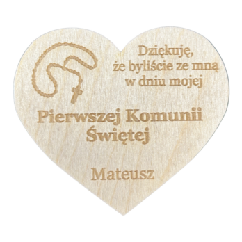 PODZIĘKOWANIE DLA GOŚCI MAGNES SERCE PIERWSZA KOMUNIA PERSONALIZOWANE IMIĘ