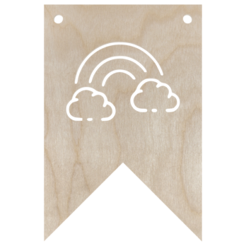 DREWNIANY PROPORCZYK GIRLANDA DO POKOJU DZIECKA DO POWIESZENIA TĘCZA CHMURY