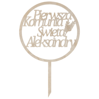 TOPPER NA TORT PIERWSZA KOMUNIA ŚWIĘTA PSZENICA TOPER IMIĘ DOWOLNY NAPIS