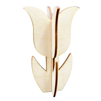 DREWNIANY TULIPAN 3DSTOJĄCY KWIATEK DEKOR DECOUPAGE DEKORACJA PREZENT 12 CM