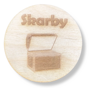 DREWNIANE PLAKIETKI TABLICZKI NA SZUFLADY ORGANIZERY POJEMNIKI DZIECI SKARB