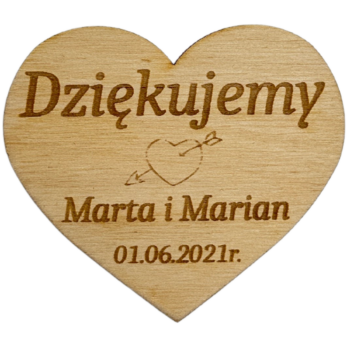 DREWANIANE PODZIĘKOWANIE DLA GOŚCI ŚLUB WESELE MAGNES PERSONALIZOWANE