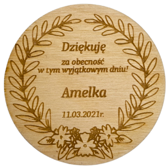 DREWANIANE PODZIĘKOWANIE DLA GOŚCI ŚLUB WESELE MAGNES PERSONALIZOWANE