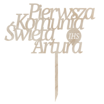 TOPPER NA TORT PIERWSZA KOMUNIA DEKORACJA TOPER IMIĘ DOWOLNY NAPIS