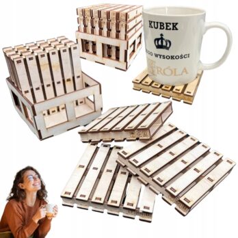 DREWNIANA PODKŁADKA POD KUBEK FILIŻANKĘ SZKLANKĘ ZE SKLEJKI EUROPALETY